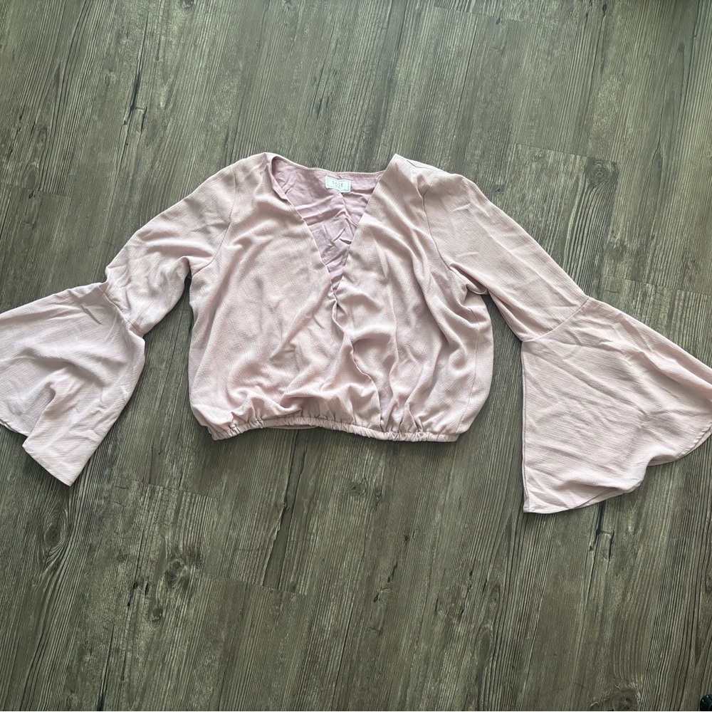 Sage Blush Bell Sleeve Blouse